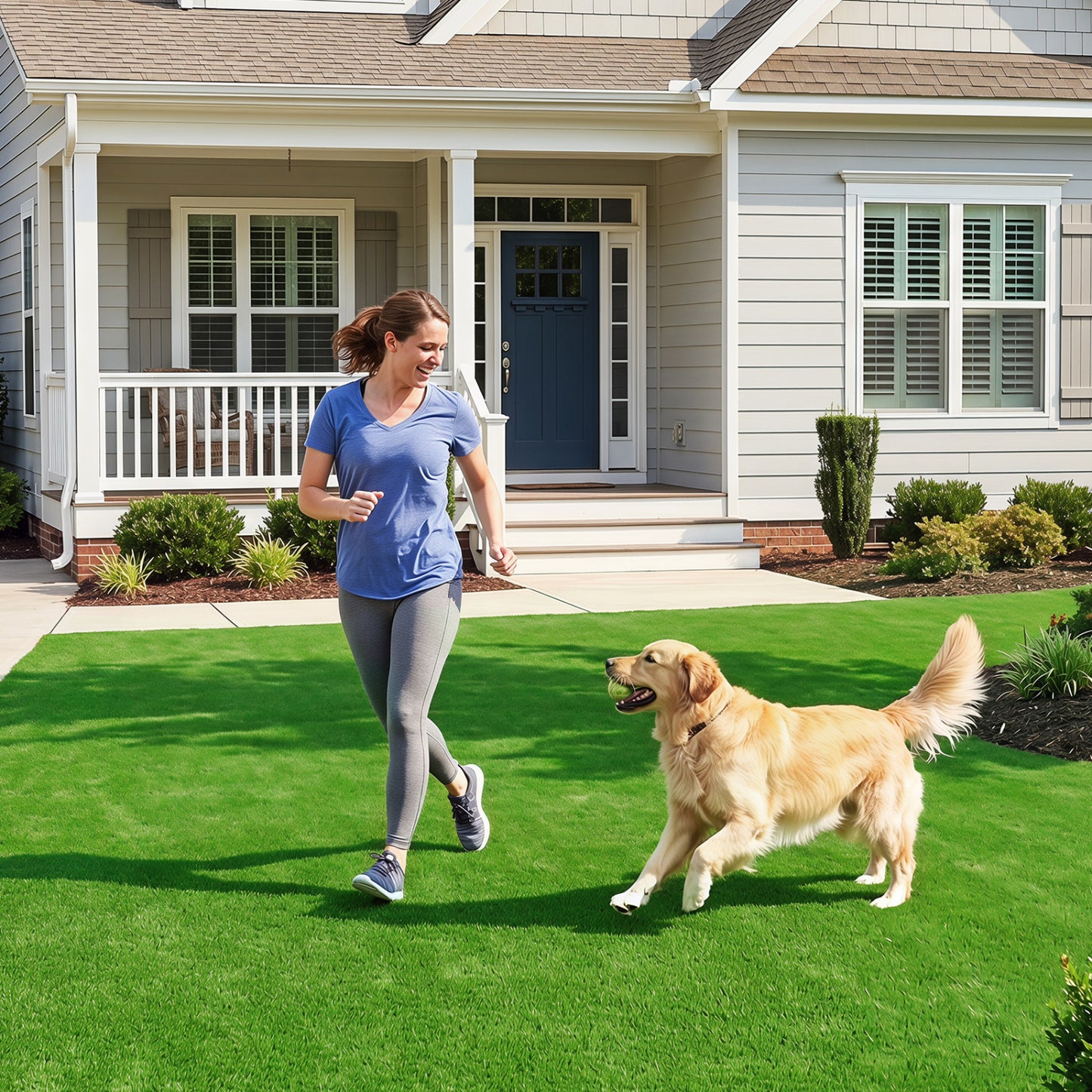 8x5 feet artificial turf rug with 0.3-inch pile height, outdoor decor by Wilsons Home Store, showing lush green synthetic grass.