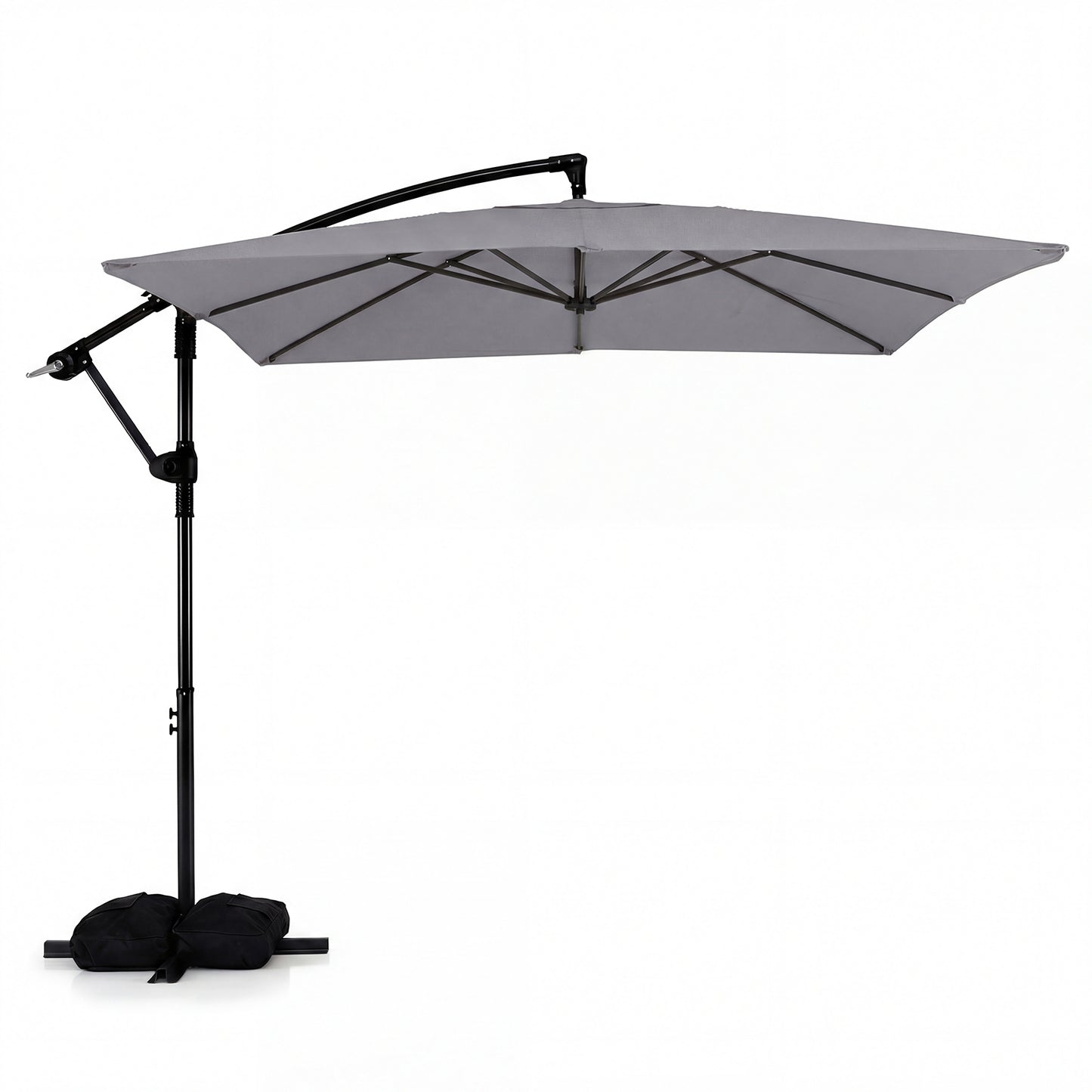 8 x 8 FT Offset Cantilever Patio Umbrella Square Hanging Outdoor Market Umbrella with 360° Rotation-Beige