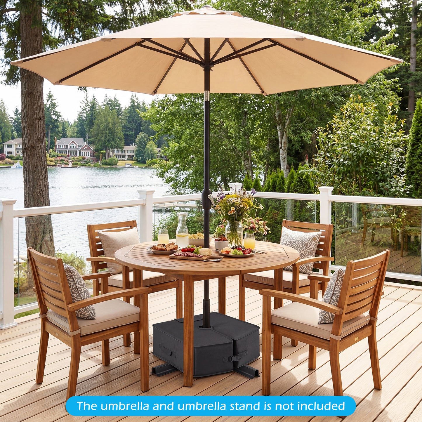 90 LBS Sand-fillable Umbrella Base Weight-Black