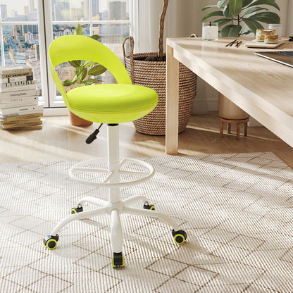 Drafting Stool Rolling Tall Desk Chair with Wheels-Green