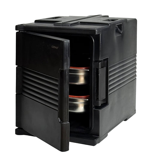 91 Qt Insulated Food Pan Carrier with Door Shafts-Black