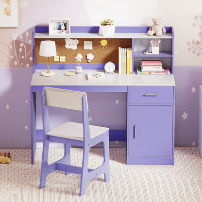 Kids Study Desk and Chair Set Student Table and Chair-Natural