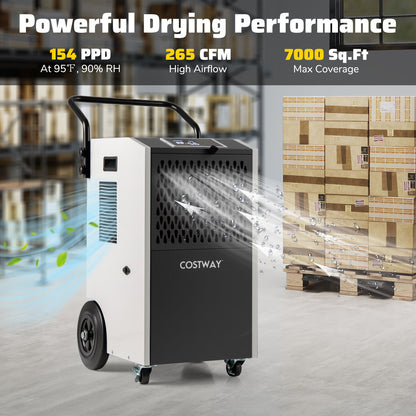 154 Pints Commercial Dehumidifier with Pump and Drain Hoses-Blue