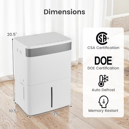 96 Pints Dehumidifier with 24H Timer and 3-Color Indicator-White