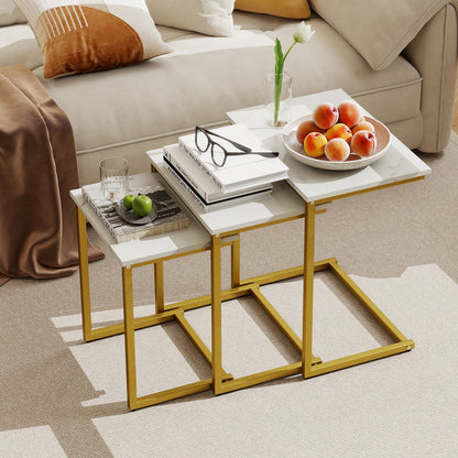 3 Pieces Multifunctional Coffee End Table Set-Brown