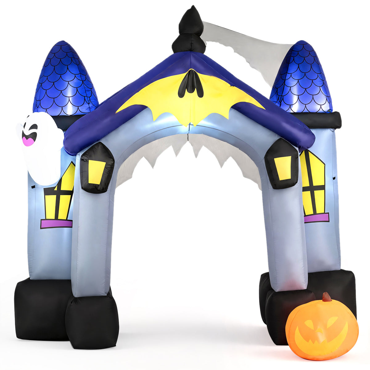 9FT Halloween Inflatable Archway with LED Lights Large Castle Blow Up Entrance Arch