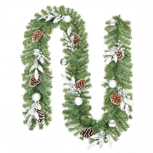 9ft pre-lit artificial Christmas garland with 50 warm white LED lights, holiday decor for festive Christmas decorations