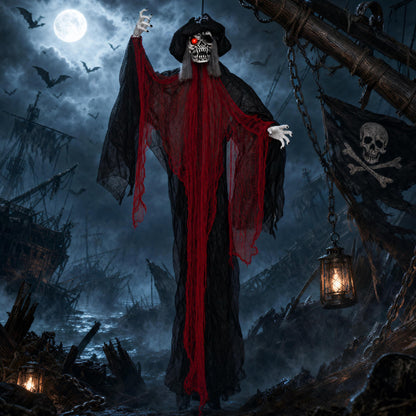 9.4 Ft Animated Halloween Hanging Undead Pirate Decoration