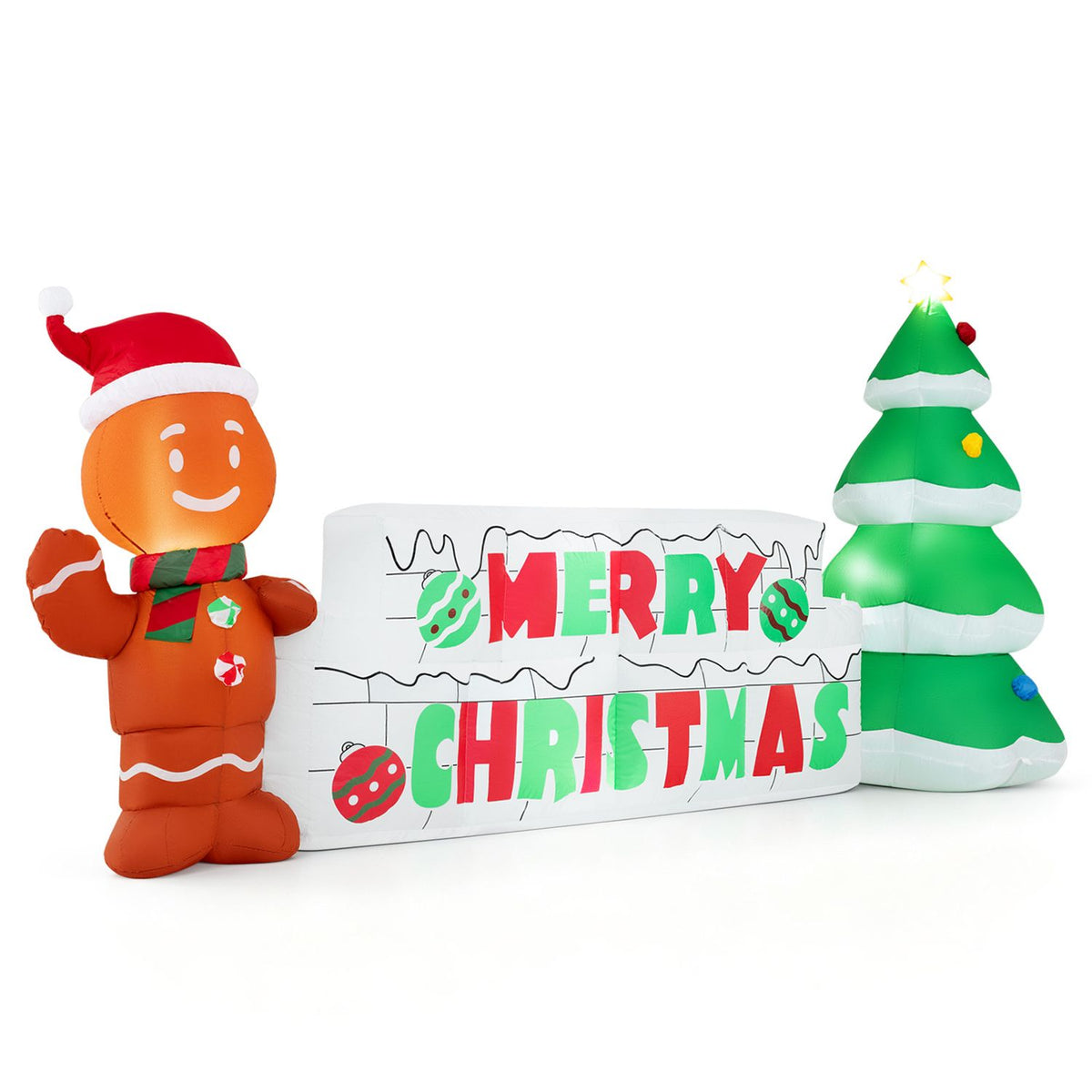 9.5 ft long inflatable Merry Christmas sign outdoor holiday decoration by Wilsons Home Store for Christmas inflatables.