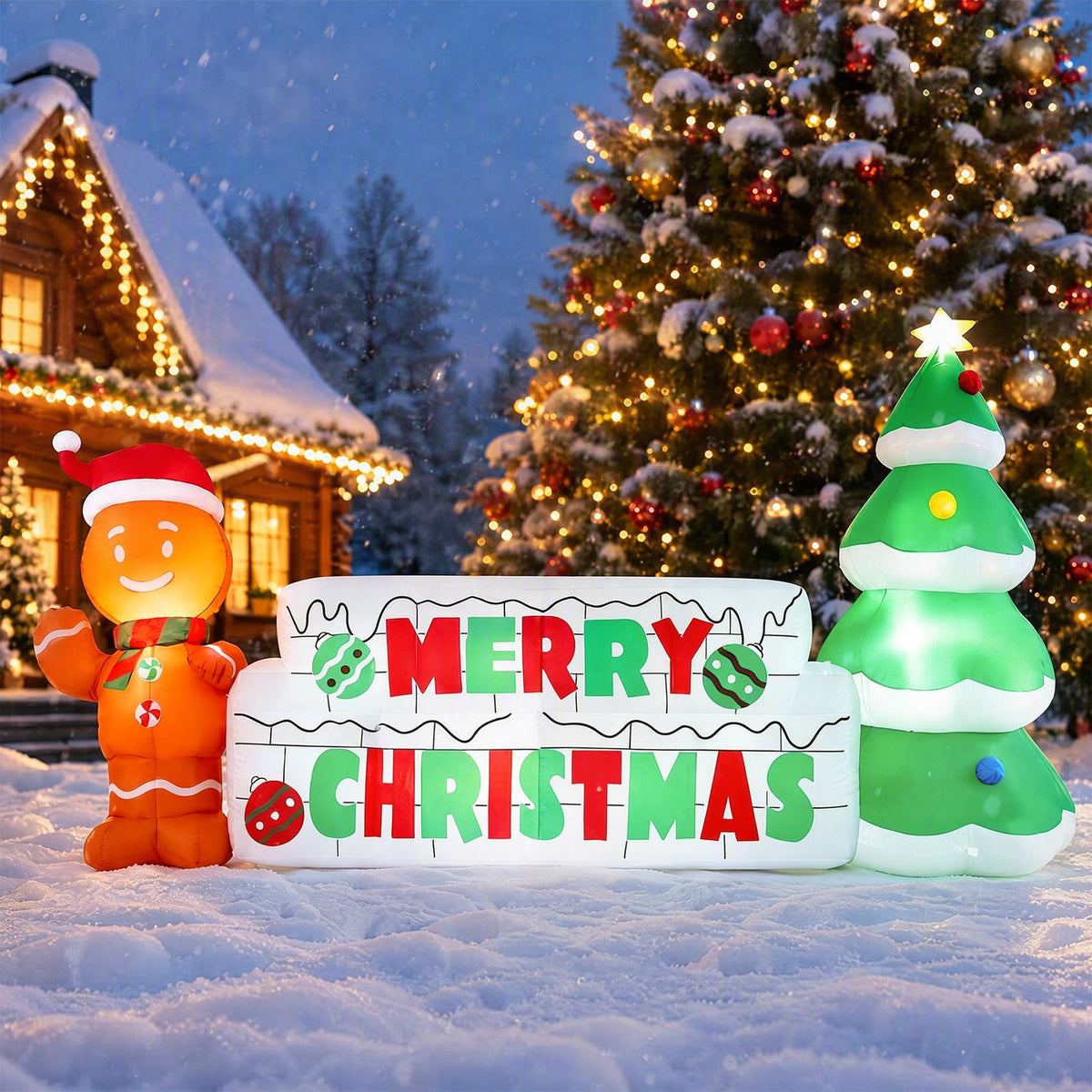 9.5 ft long inflatable Merry Christmas sign for outdoor holiday decoration, from Direct by Wilsons Home Store.