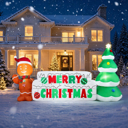 9.5 ft long inflatable Christmas sign decoration by Wilsons Home Store, outdoor holiday decor for festive Christmas displays.