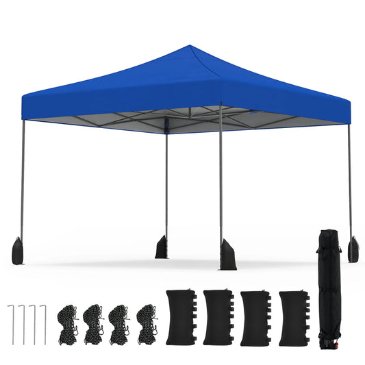 9.5 x 9.5 Feet Pop up Canopy Tent with Adjustable Heights-Blue