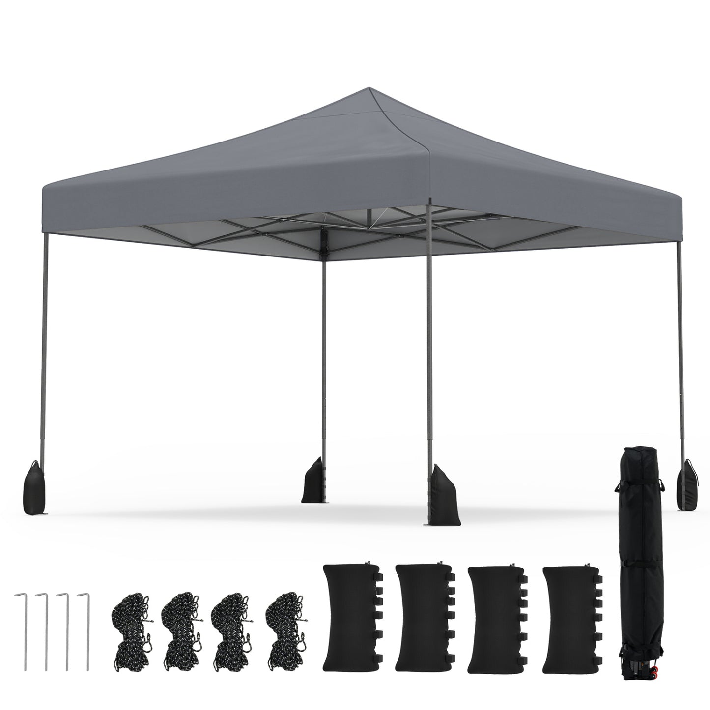 9.5 x 9.5 Feet Pop up Canopy Tent with Adjustable Heights-Blue