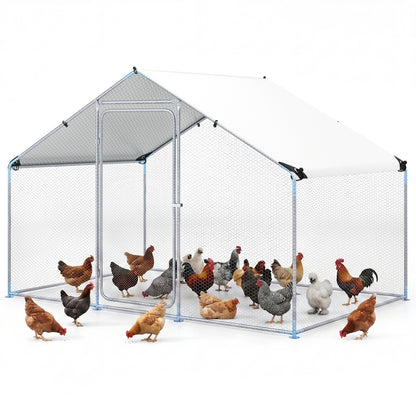 9.8 x 6.7  Feet Large Metal Chicken Coop with Waterproof Cover
