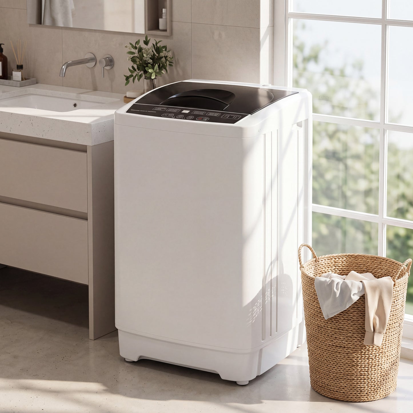 9.93 lbs Full Automatic Washing Machine with 8 Preset Programs-Gray