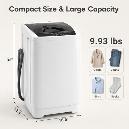 9.93 lbs Full Automatic Washing Machine with 8 Preset Programs-Gray