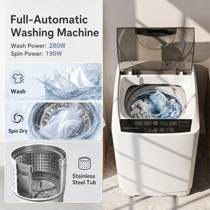 9.93 lbs Full Automatic Washing Machine with 8 Preset Programs-Gray