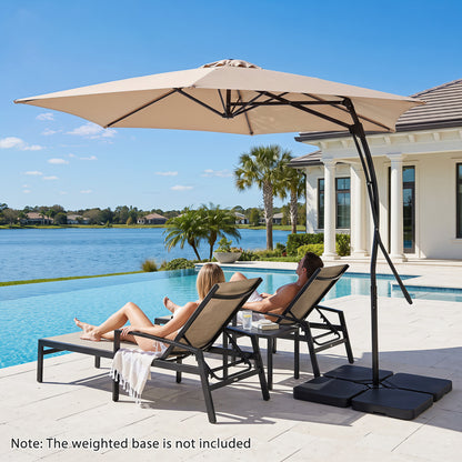 9 FT Cantilever Umbrella with Cross Base Included with Smooth Handle amd Heavy Duty Frame-Beige