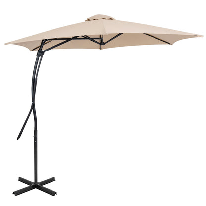 9 FT Cantilever Umbrella with Cross Base Included with Smooth Handle amd Heavy Duty Frame-Beige