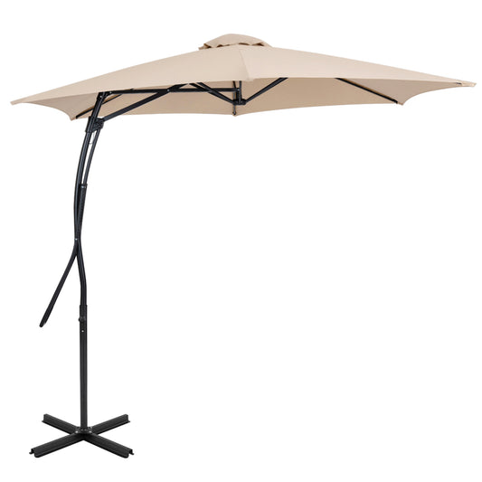 9 FT Cantilever Umbrella with Cross Base Included with Smooth Handle amd Heavy Duty Frame-Beige