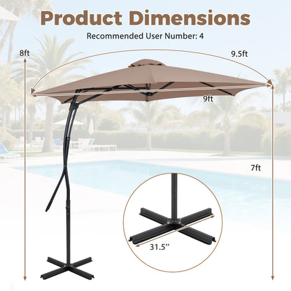 9 FT Cantilever Umbrella with Cross Base Included with Smooth Handle amd Heavy Duty Frame-Beige