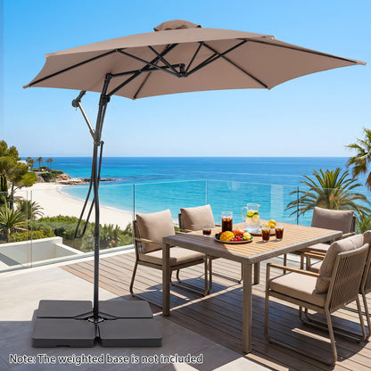 9 FT Cantilever Umbrella with Cross Base Included with Smooth Handle amd Heavy Duty Frame-Beige