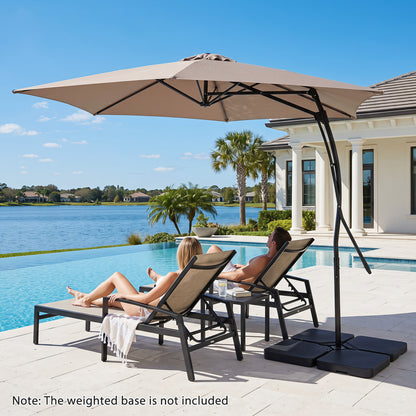 9 FT Cantilever Umbrella with Cross Base Included with Smooth Handle amd Heavy Duty Frame-Beige