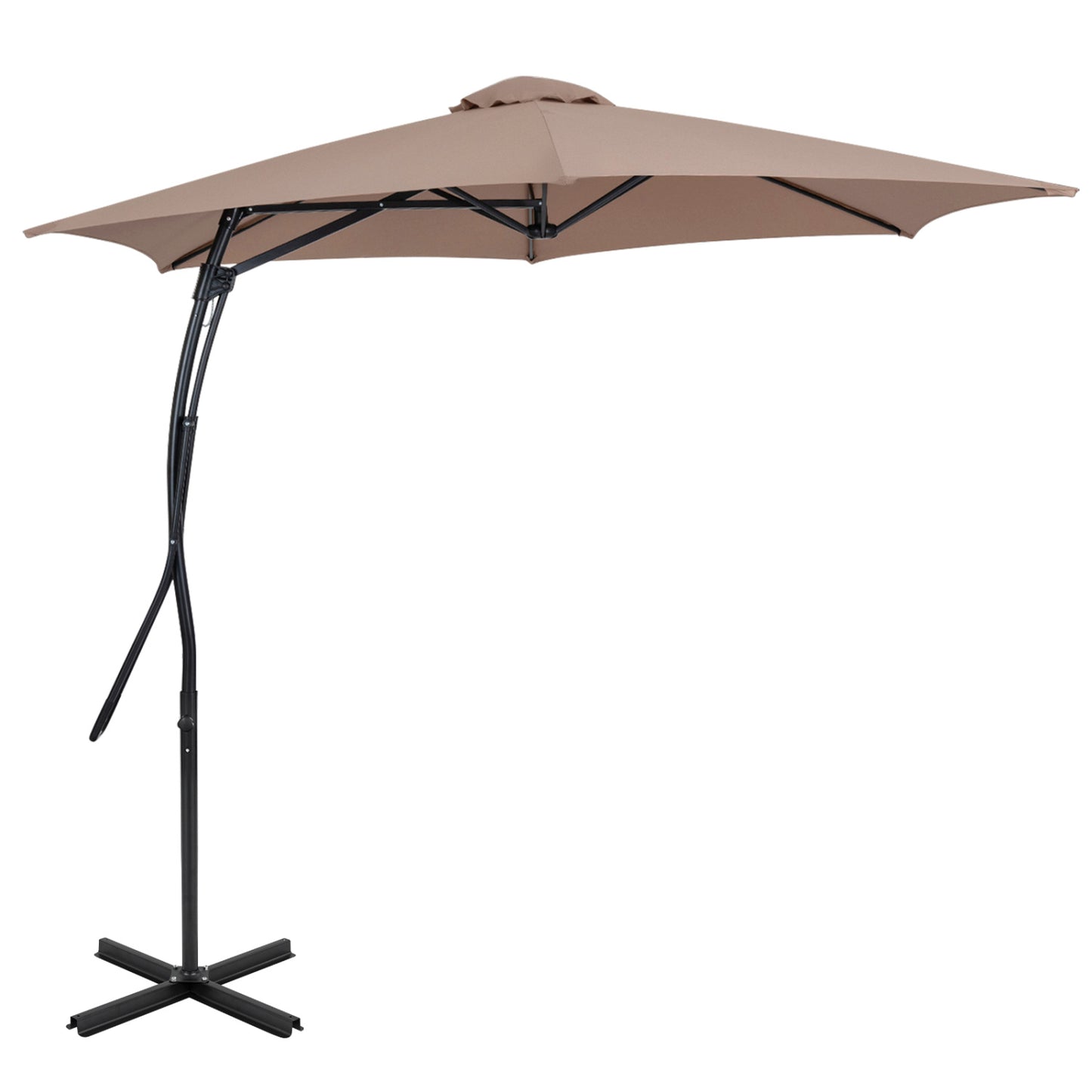9 FT Cantilever Umbrella with Cross Base Included with Smooth Handle amd Heavy Duty Frame-Beige