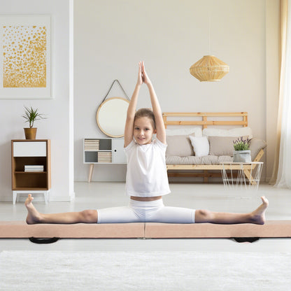 9 FT Folding Gymnastics Balance Beam with Anti-slip Base and Pine Wood Frame-Blue