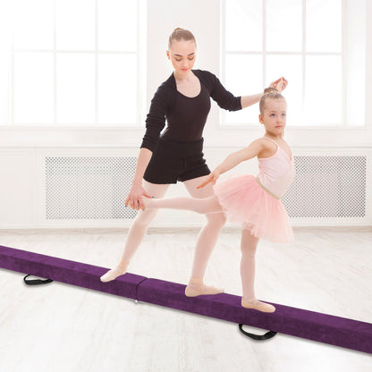 9 FT Folding Gymnastics Balance Beam with Anti-slip Base and Pine Wood Frame-Blue
