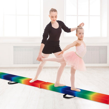 9 FT Folding Gymnastics Balance Beam with Anti-slip Base and Pine Wood Frame-Blue