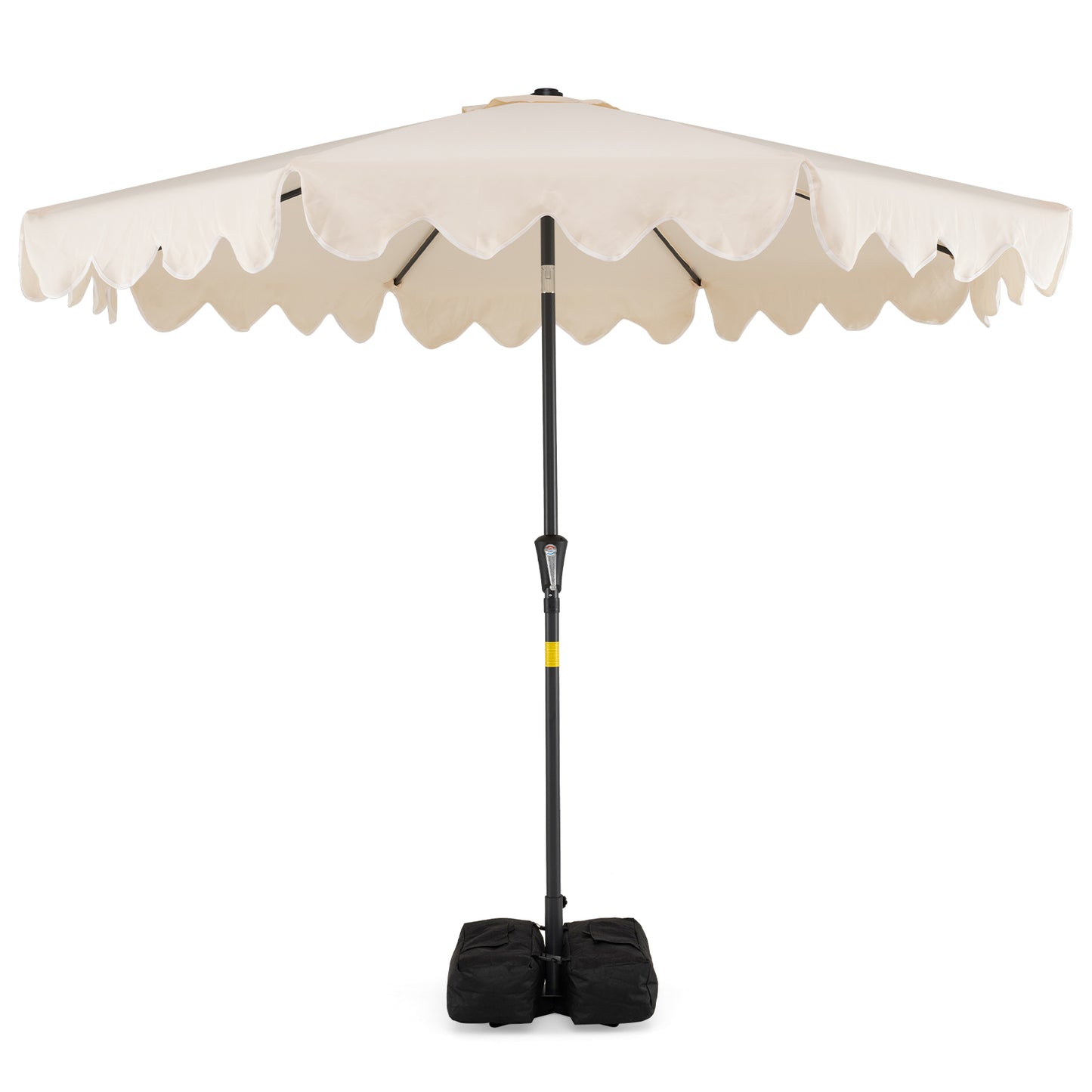 9 Feet Patio Umbrella with Weighted Base and Sandbags-Beige