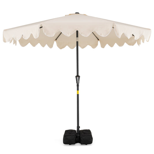 9 Feet Patio Umbrella with Weighted Base and Sandbags-Beige