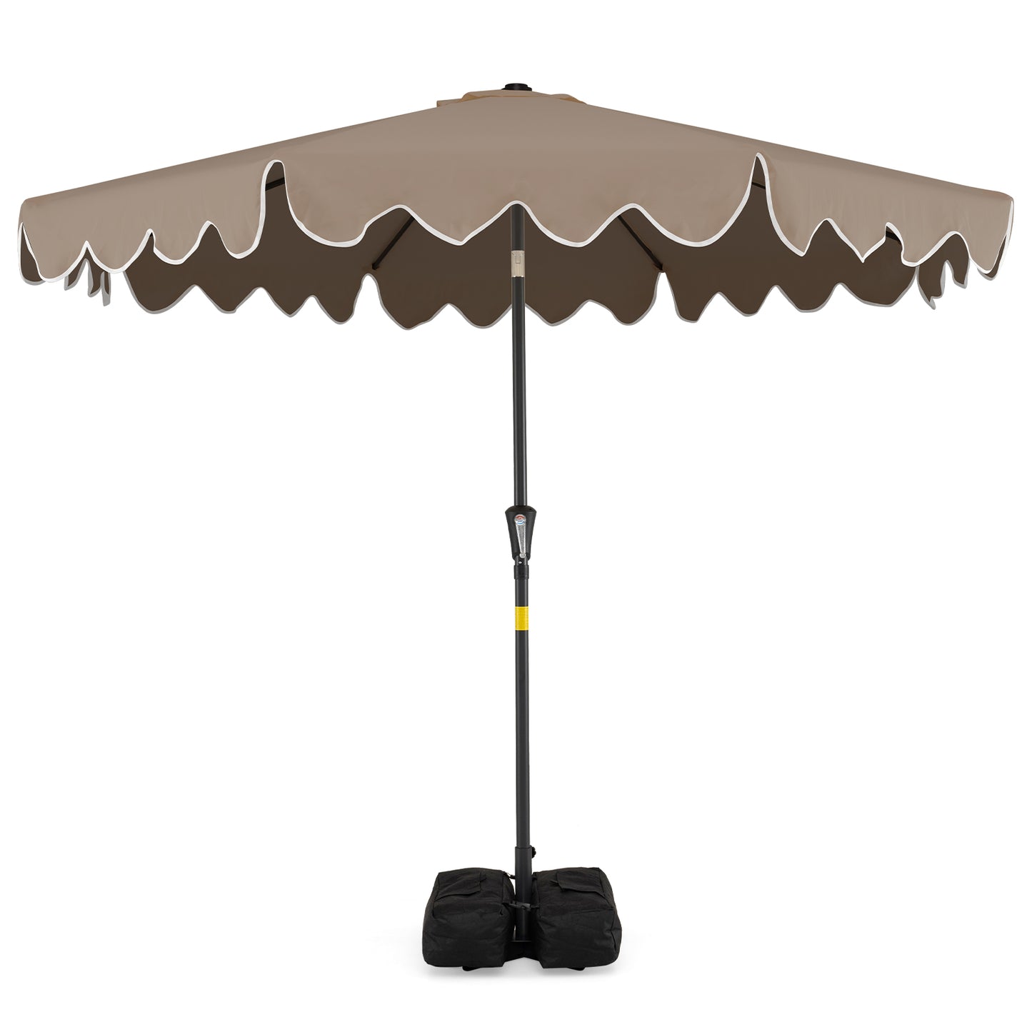 9 Feet Patio Umbrella with Weighted Base and Sandbags-Beige