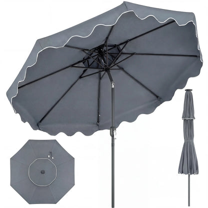 9 Feet Patio Umbrella with Push Button Tilt and Crank-Coffee