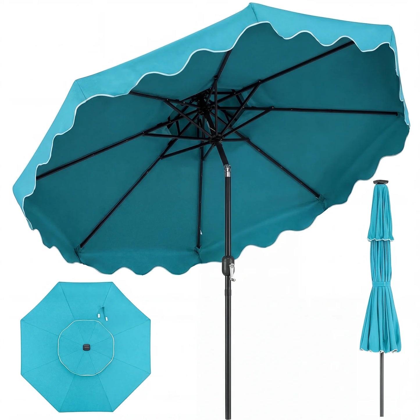 9 Feet Patio Umbrella with Push Button Tilt and Crank-Coffee