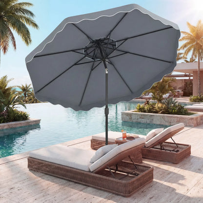 9 Feet Patio Umbrella with Push Button Tilt and Crank-Coffee