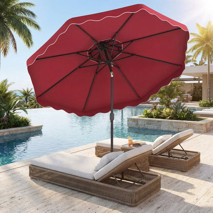 9 Feet Patio Umbrella with Push Button Tilt and Crank-Coffee