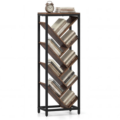 9-Tier Freestanding Bookcase for Hardcover Books-Rustic Brown