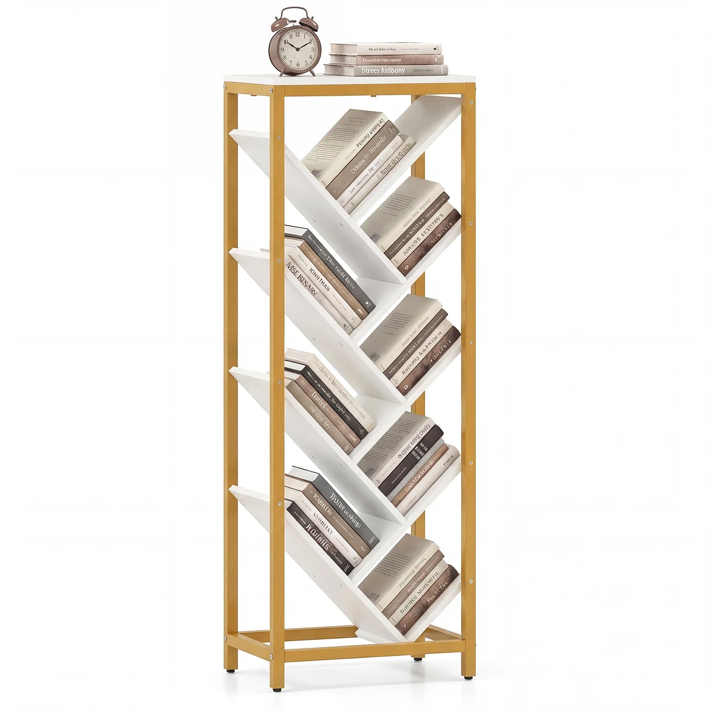 9-Tier Freestanding Bookcase for Hardcover Books-Rustic Brown