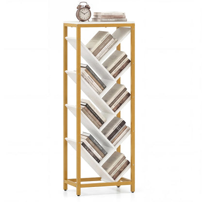 9-Tier Freestanding Bookcase for Hardcover Books-Rustic Brown