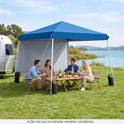 9 ft x 9 ft  Pop Up Canopy Tent with 8 Ground Stakes 4 Wind Ropes and Carry Bag  for Outdoor Party-Blue