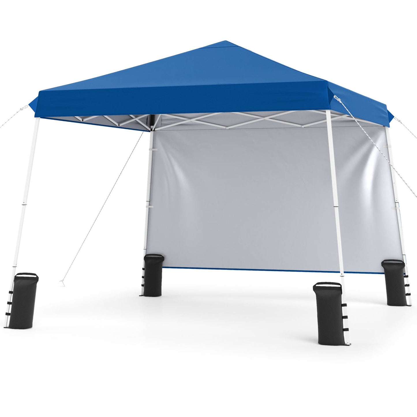 9 ft x 9 ft  Pop Up Canopy Tent with 8 Ground Stakes 4 Wind Ropes and Carry Bag  for Outdoor Party-Blue