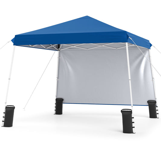 9 ft x 9 ft  Pop Up Canopy Tent with 8 Ground Stakes 4 Wind Ropes and Carry Bag  for Outdoor Party-Blue