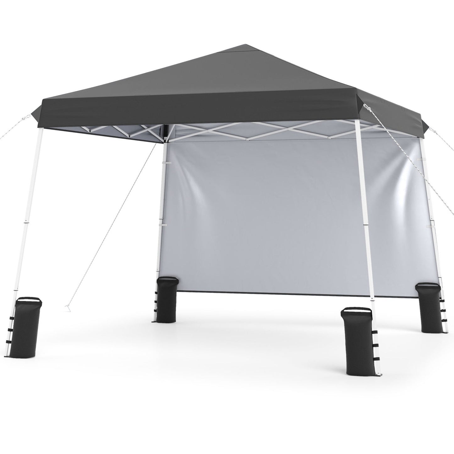 9 ft x 9 ft  Pop Up Canopy Tent with 8 Ground Stakes 4 Wind Ropes and Carry Bag  for Outdoor Party-Blue