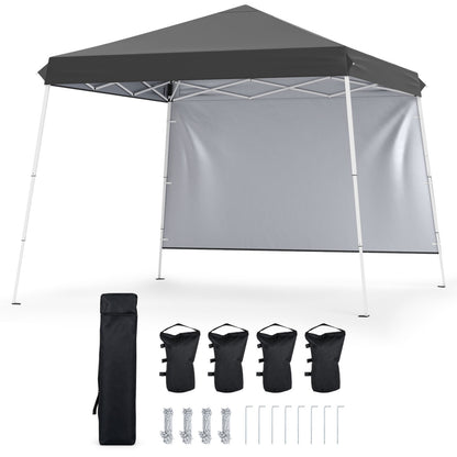 9 ft x 9 ft  Pop Up Canopy Tent with 8 Ground Stakes 4 Wind Ropes and Carry Bag  for Outdoor Party-Blue