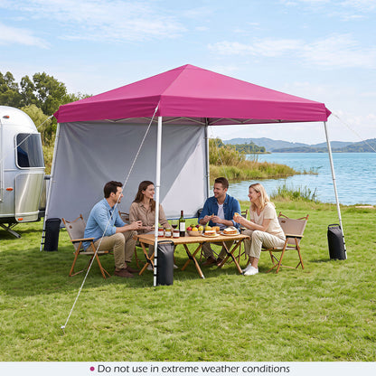 9 ft x 9 ft  Pop Up Canopy Tent with 8 Ground Stakes 4 Wind Ropes and Carry Bag  for Outdoor Party-Blue