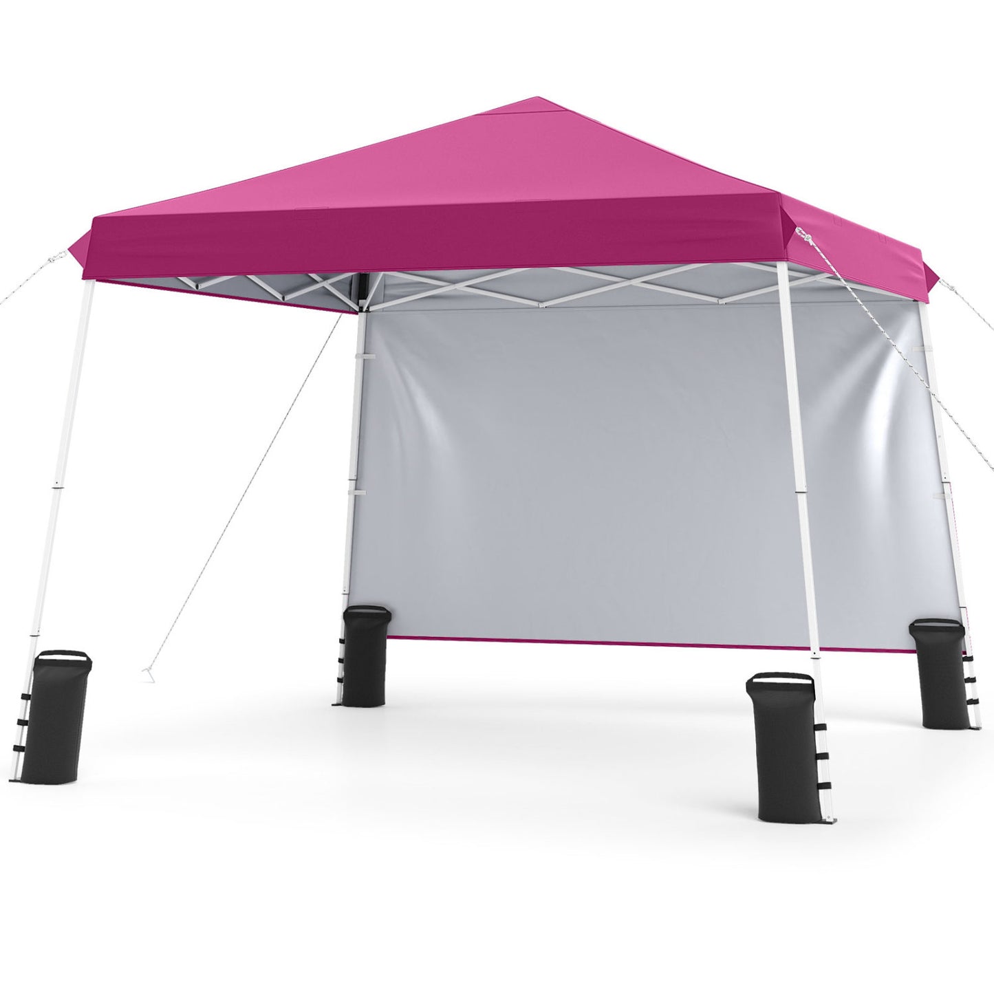 9 ft x 9 ft  Pop Up Canopy Tent with 8 Ground Stakes 4 Wind Ropes and Carry Bag  for Outdoor Party-Blue
