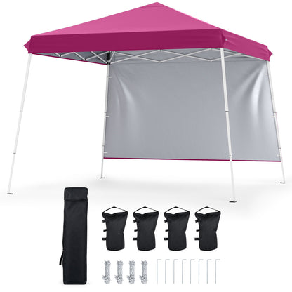 9 ft x 9 ft  Pop Up Canopy Tent with 8 Ground Stakes 4 Wind Ropes and Carry Bag  for Outdoor Party-Blue