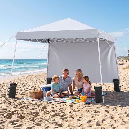 9 ft x 9 ft  Pop Up Canopy Tent with 8 Ground Stakes 4 Wind Ropes and Carry Bag  for Outdoor Party-Blue